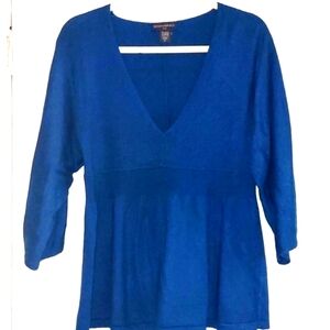 Banana Republic Long V Neck 3/4 Sleeve Angora, Rabbit Hair Knit Sweater Sz XL